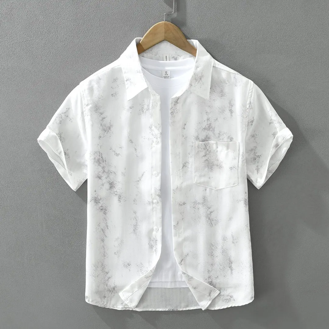 

Print Short Sleeve Shirt for Men Casual Loose Shirts Male Fashion Office Work Men's Shirts 2026 New