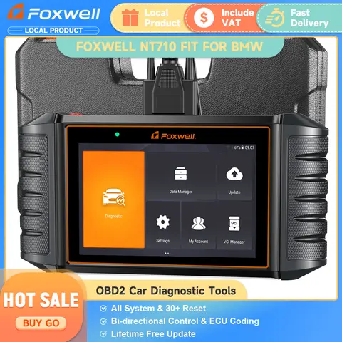 FOXWELL NT710 OBD2 Car OE All System Diagnostic Tools ECU Coding Bi-Directional Scan Tool 30+ Reset Auto Scanner for BMW/Mini