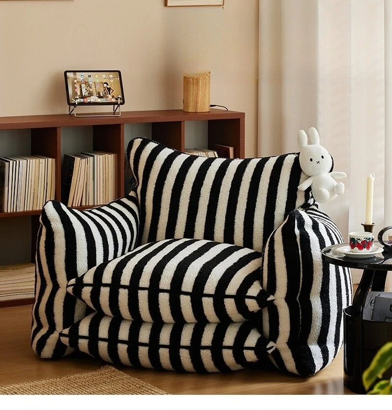 

Striped lazy sofa reclining sleeping single sofa balcony bedroom small sofa