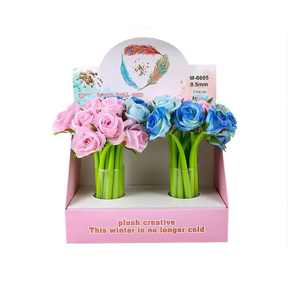 Simulation Rose Flower Artificial Rose Pens Neutral Gel Pen Signing Dancing Flower Pen Quick-Drying Writing Gel Ink Pens