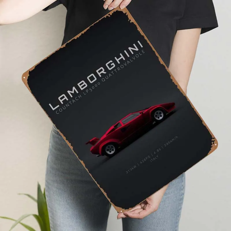 1988 Lamborghini Countach Metal Sign Cars Poster Coffee Bar targa in banda stagnata per Garage Wall Art Decoration House Decor Retro Home