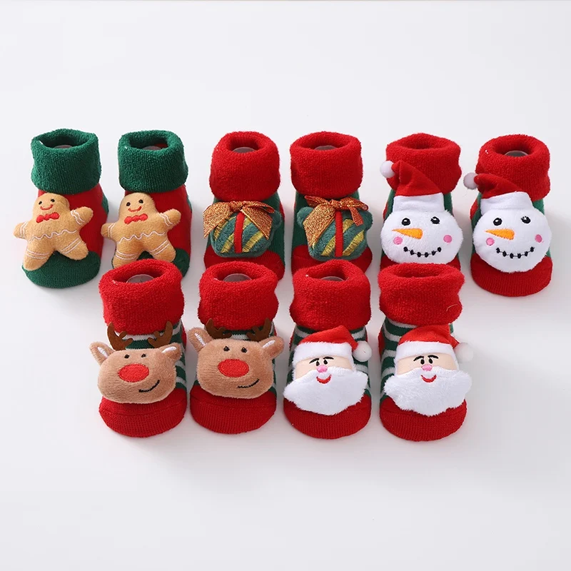 Winter Warm Baby Socks Cute Cartoon Newborn Sock for Girl Boy Warm Cotton  Medium Tube Floor Sock Non-skid Toddler Socks 0-12M