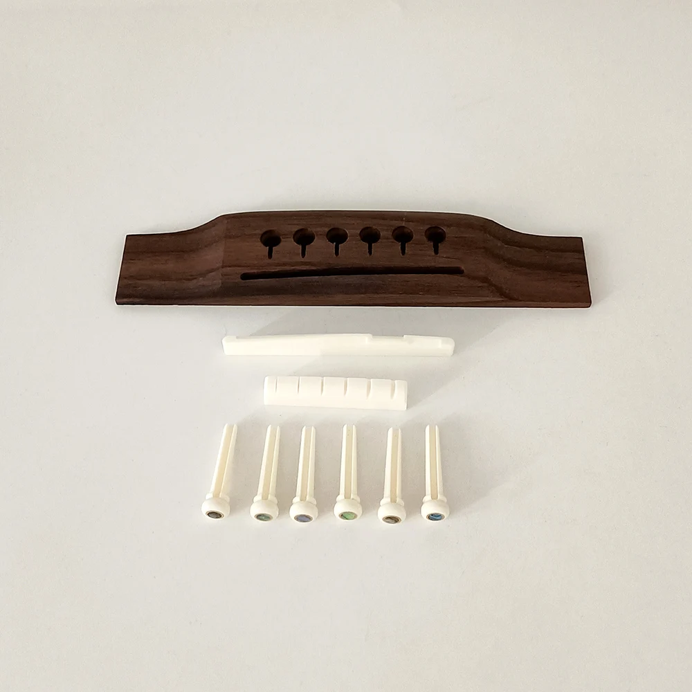 1 Set Acoustic Guitar Bridge + Bone Bridge Pins/Saddle/Nut Saddle Guitar Parts Guitar Code Bridge Code