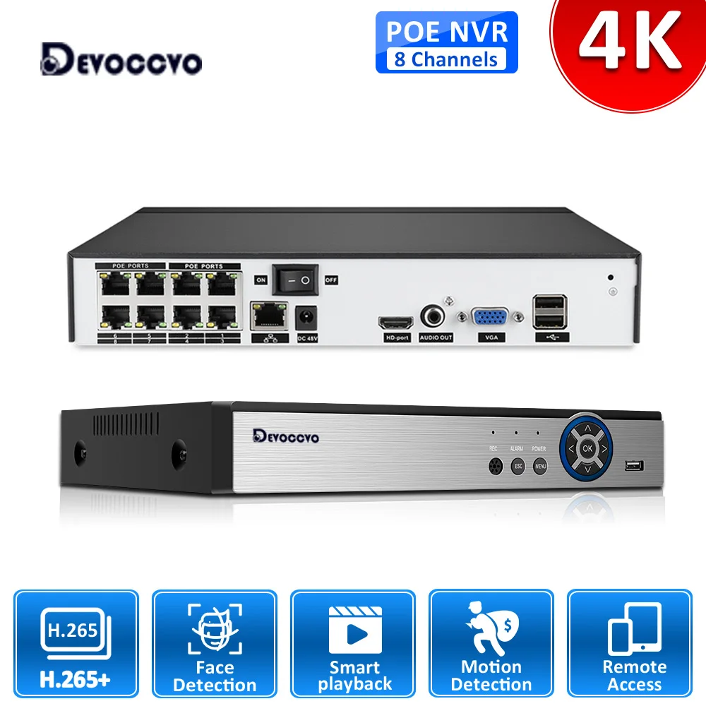 

Сетевой видеорегистратор XMEYE 4K Ultra HD POE NVR H.265, сетевой видеорегистратор с функцией распознавания лица и CCTV для IP-камеры 8 Мп и 5 Мп