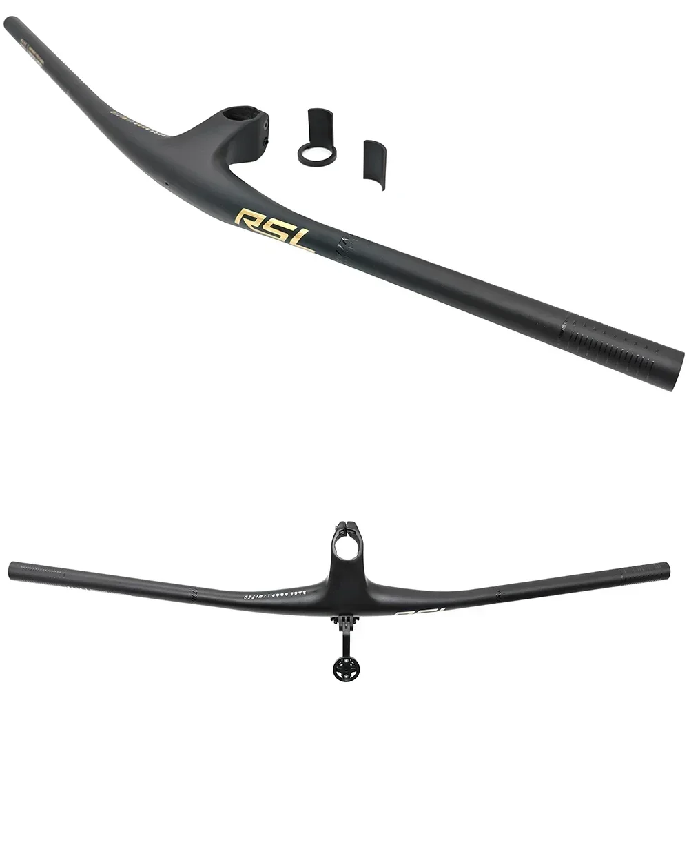 RSL Integrated Full Carbon Handlebar, Gold Stamped, 13° Stem, MTB, CockpitMountain Handlebar, 70mm, 80mm, 90mm x 750mm