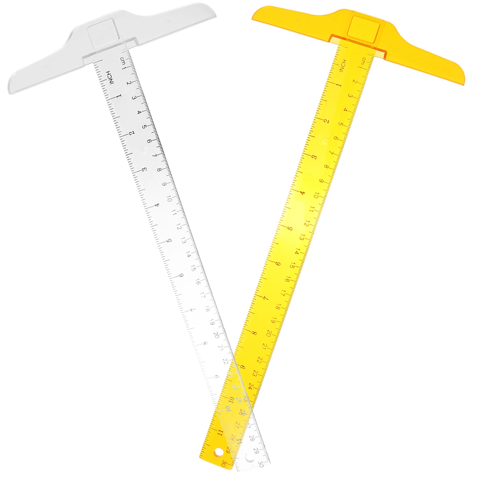 2Pcs T Shape Rulers Double Side Plastic Measuring Ruler Accurate Scale for Engineers Architects Students Drafting Supplies