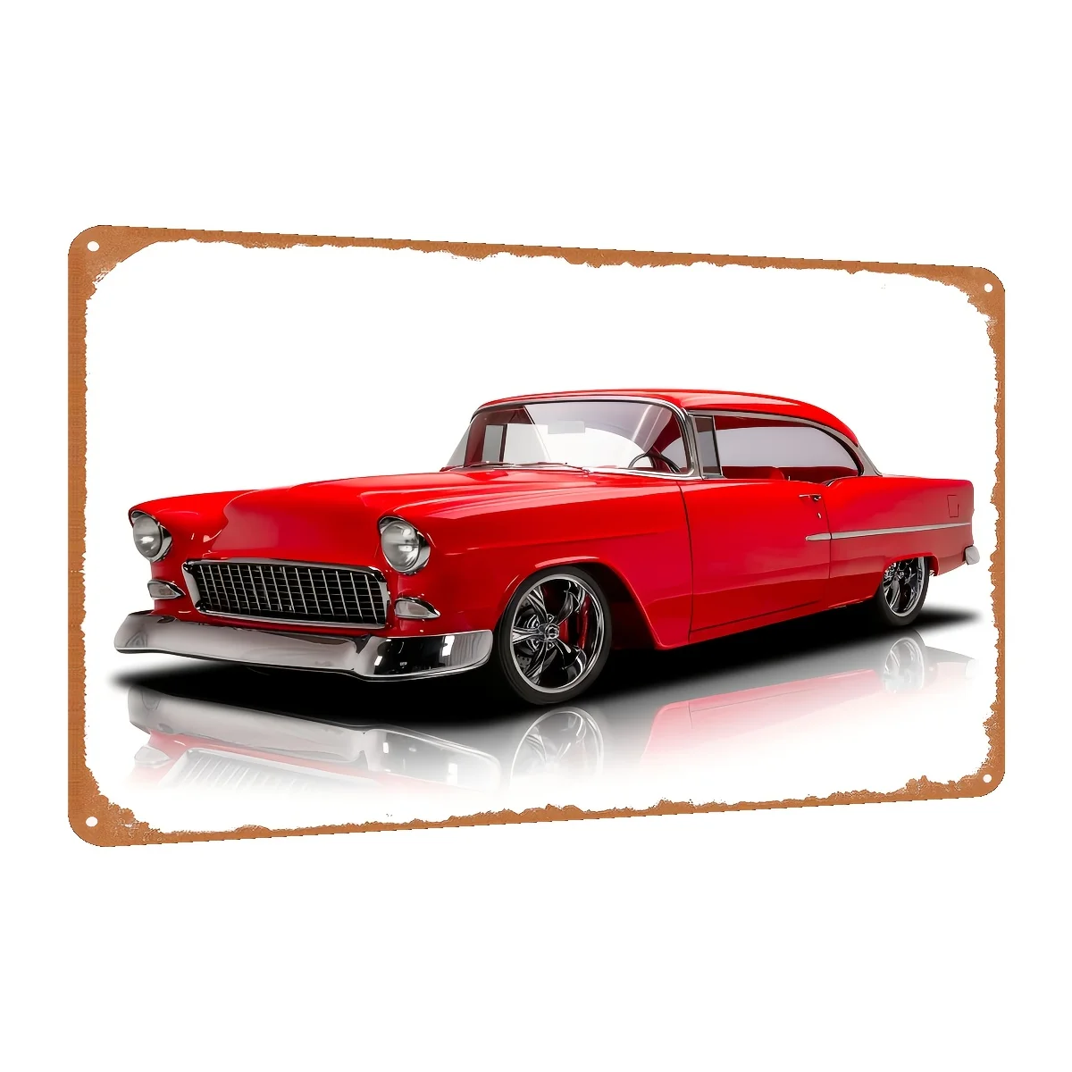 

Room decor featuring a vintage classic car metal tin sign - 1 piece, retro design of a 1955 vehicle, iron plaque, suitable for