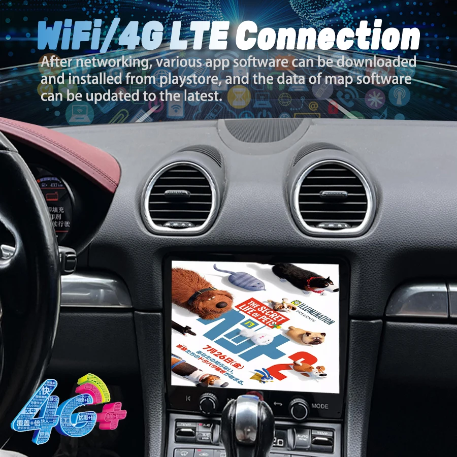 Multimedia Video Player 4G WIFI Carplay For Porsche Bosch 911 2012-2022 Android 15 GPS HU 8.4inch Qled Screen Stereo Bluetooth