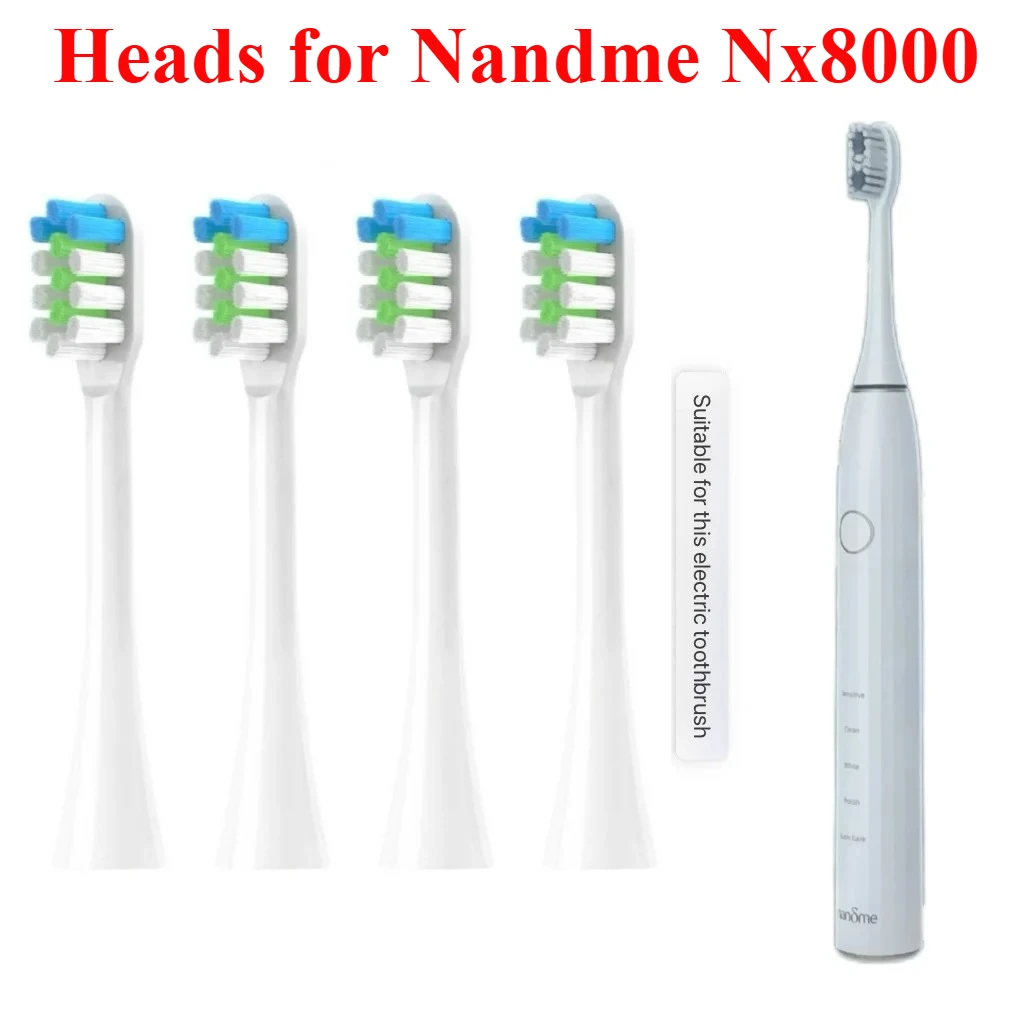 

Сменные насадки для зубных щеток для электрической зубной щетки Nandme Nx8000 Sonic, насадка для зубной щетки с мягкой щетиной DuPont, 8 шт.