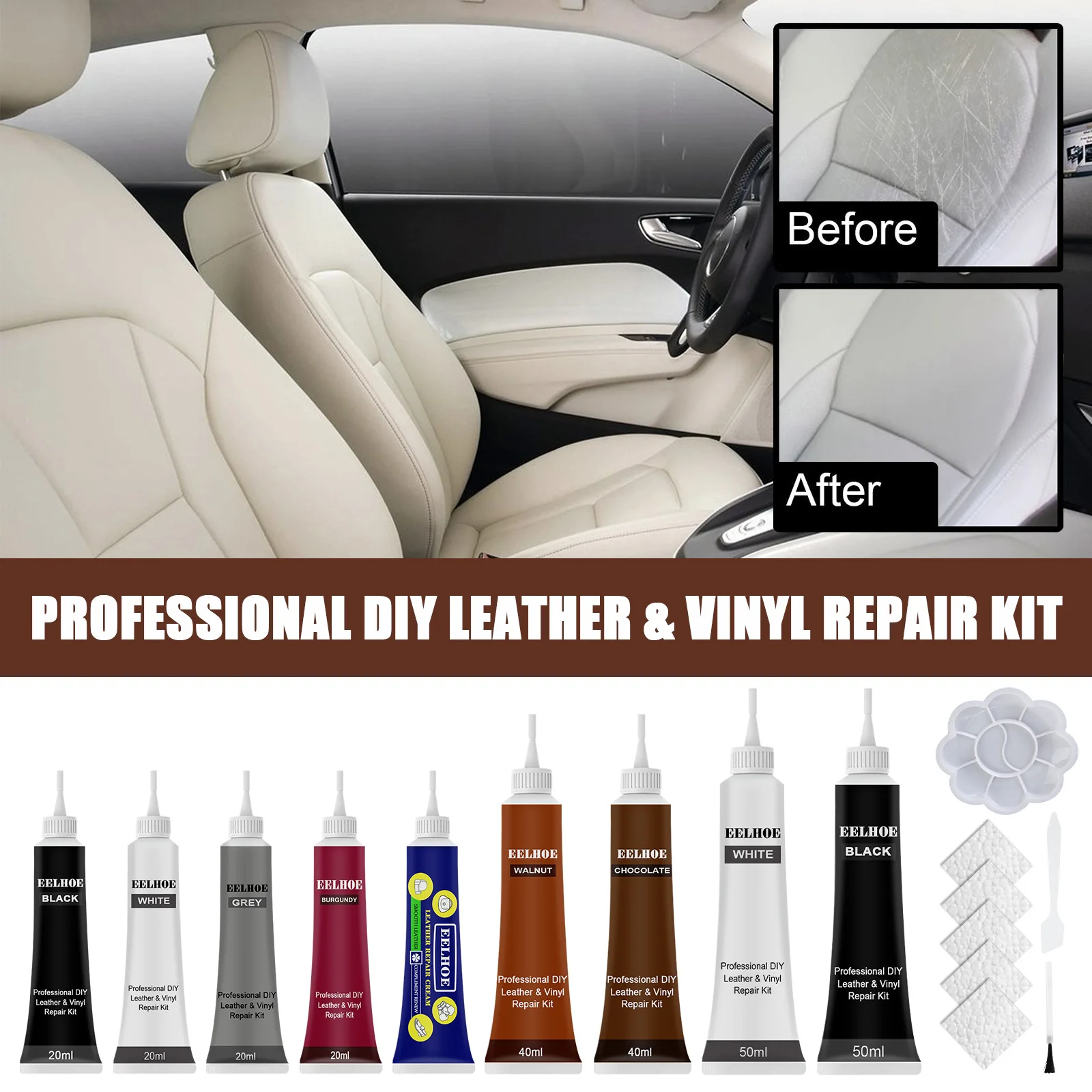 Car Leather Color Restoration Cream - For Handbags, Shoes, Sofas and More. Leather Refurbishment and Color Changing Agent.