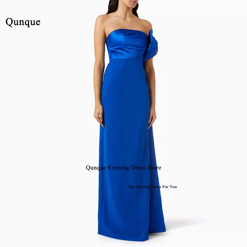 

Qunqu Mermaid Prom Dresses Strapless Satin With One Bow Cape Sleeve Formal Party Dresses فساتين سهرة Customized Evening Gowns