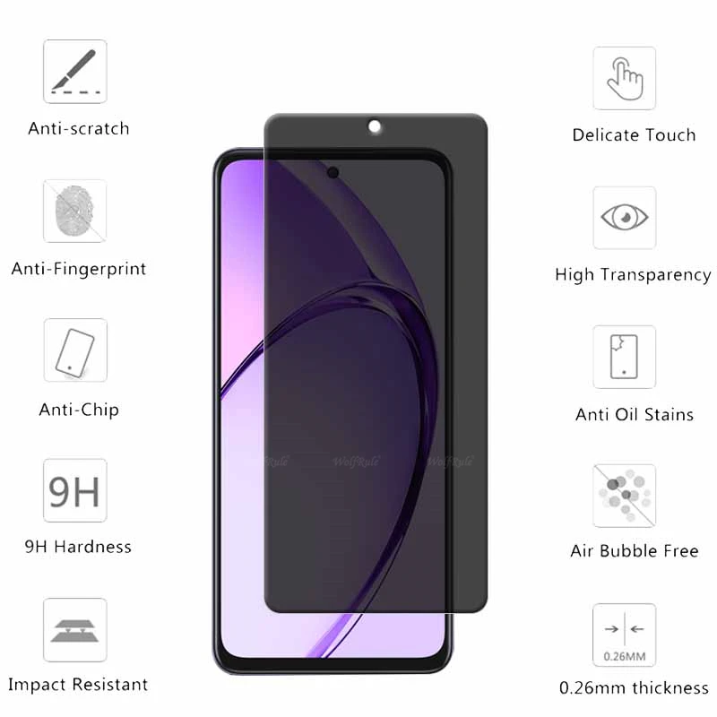 OPPO A3 프로 강화 유리, HD 9H 보호 개인 정보 보호, 안티 스파이 글루 스크린 보호대, OPPO A3 프로 글로벌, 4 개