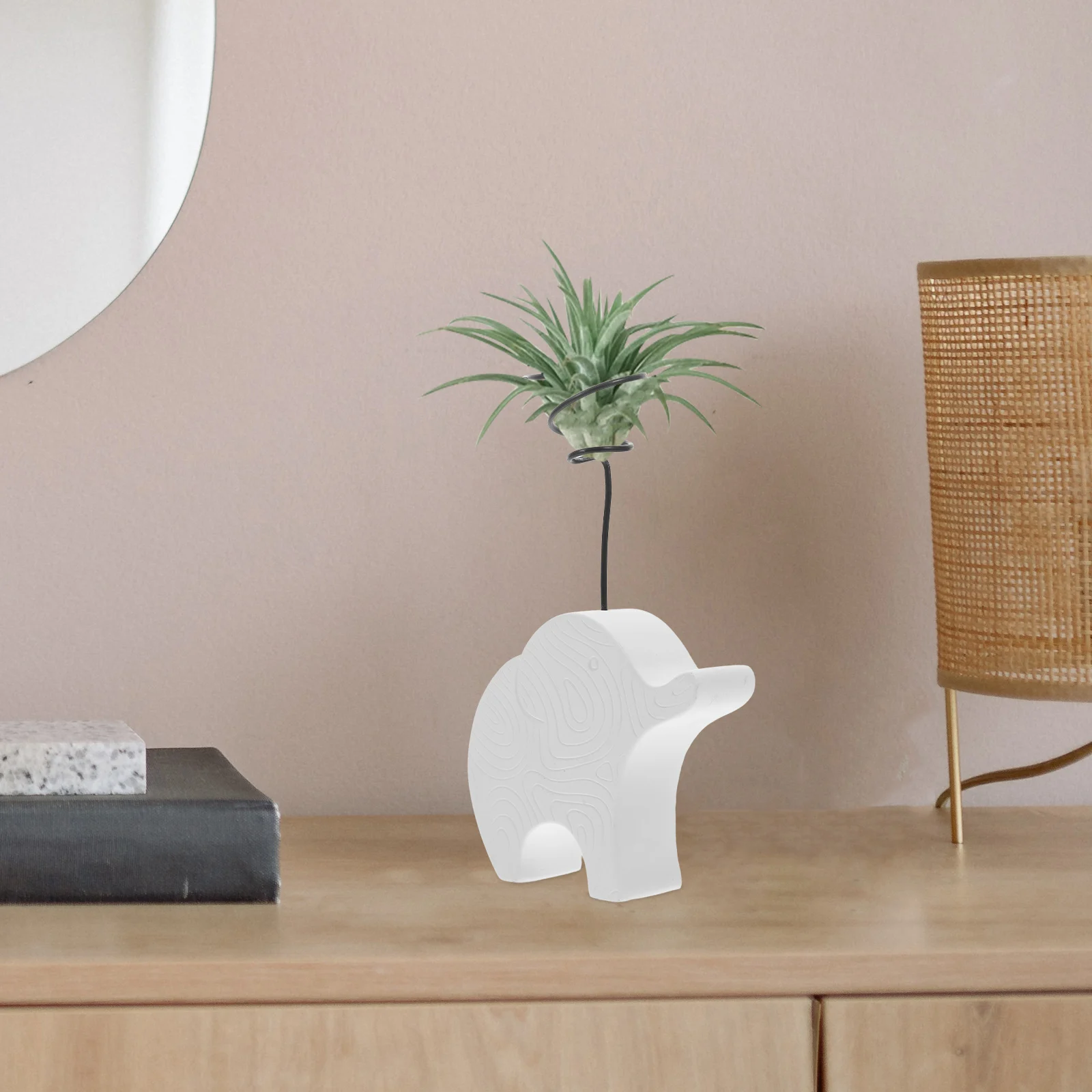 ที่วางต้นไม้ปูนซีเมนต์ดีไซน์สร้างสรรค์สำหรับต้นไม้เขตร้อน ตกแต่งสวนในร่มสไตล์โมเดิร์นมินิมอล ชั้นวางโชว์สำหรับโต๊ะทำงานในสำนักงาน