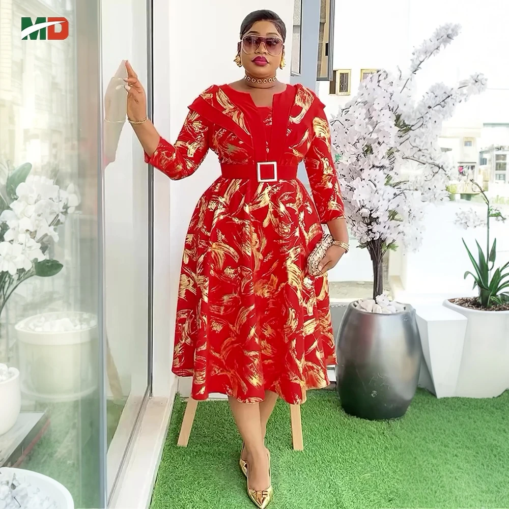 MD المرأة الأفريقية ملابس كاجوال حجم كبير عيد ميلاد تركيا فستان صيفي فاخر حفل زفاف خمر فستان أفريقي فام 2025