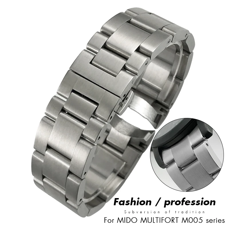 

316L Stainless Steel 22mm 23mm Watch Strap Curved End Watchband for MIDO M005 M038 MULTIFORT Solid Silver Rose Gold Bracelets