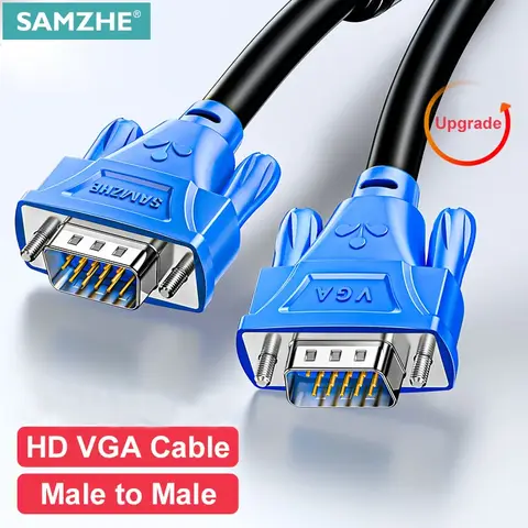 SAMZHE 1080P Male to Male VGA Cable with Ferrite Rings Cable 3+6 D-SUB for Projector Monitor TV LCD Video Extension Line