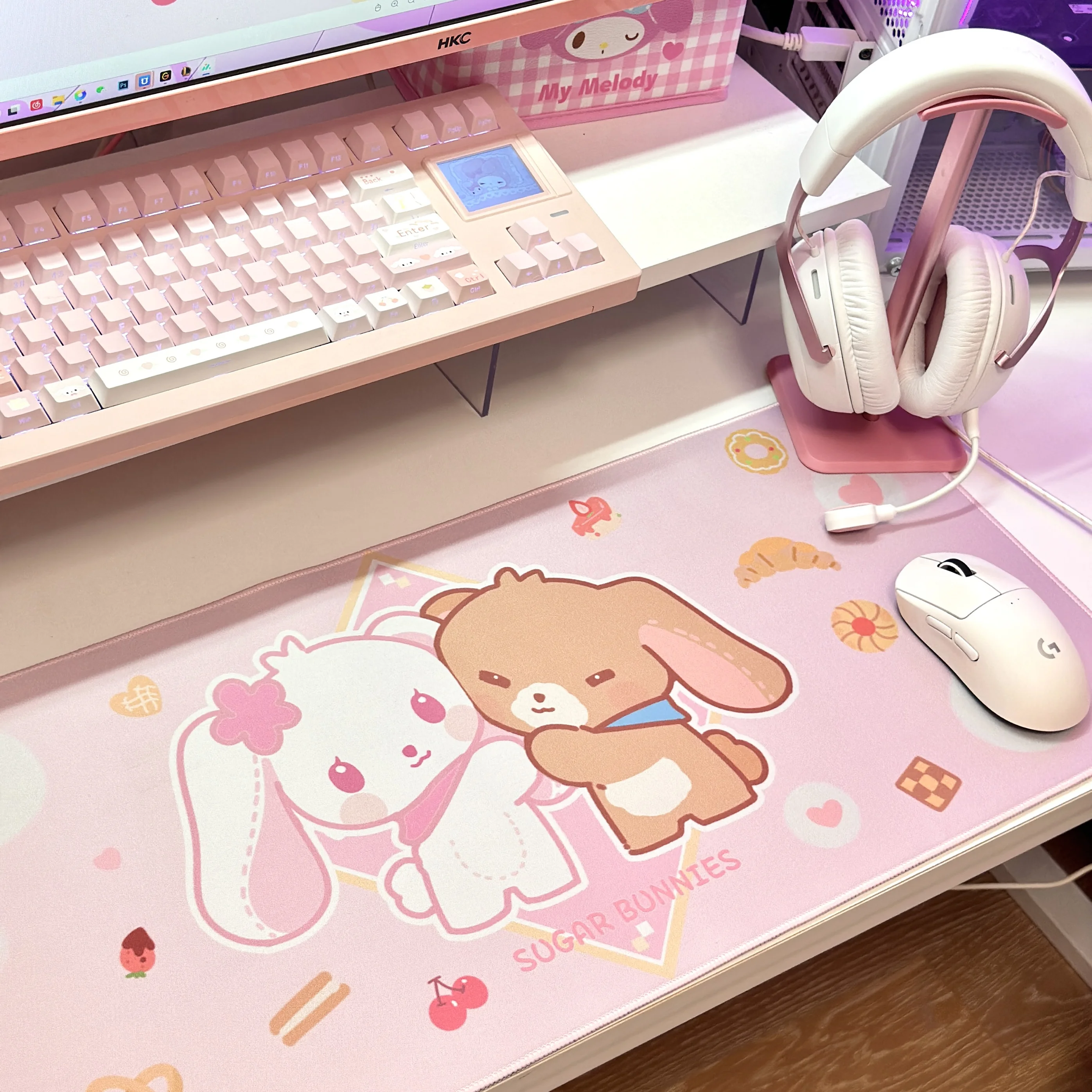 

Kawaii милый большой коврик для мыши, резиновый противоскользящий коврик для компьютерной клавиатуры, игровой коврик для мыши, розовый офисный коврик для девочек, 30x70 см