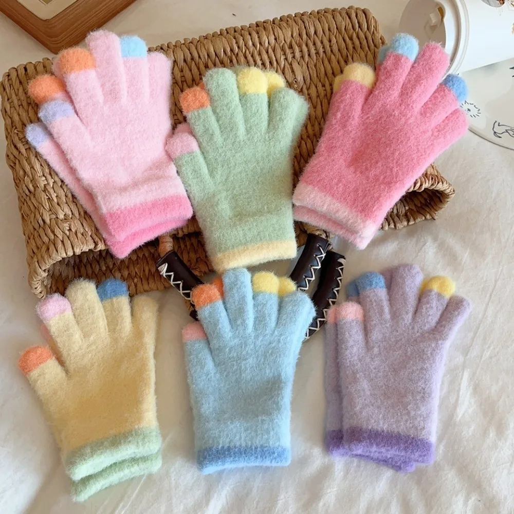 

Модные теплые детские зимние перчатки, ветрозащитные, морозостойкие детские перчатки, эластичные мягкие вязаные перчатки для детей 4-10 лет, уличные