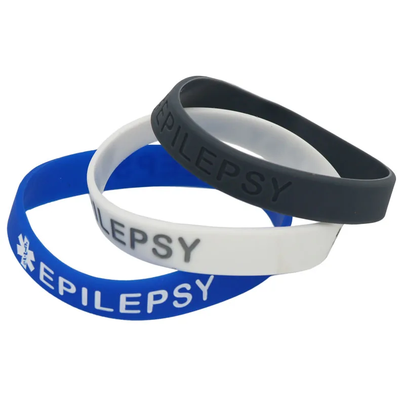 1PC Epilepsy Silicone Rubber Wristband  Medical Alert Awarness Armband Women Men Bangles&Bracelets Adults Jewelry SH141