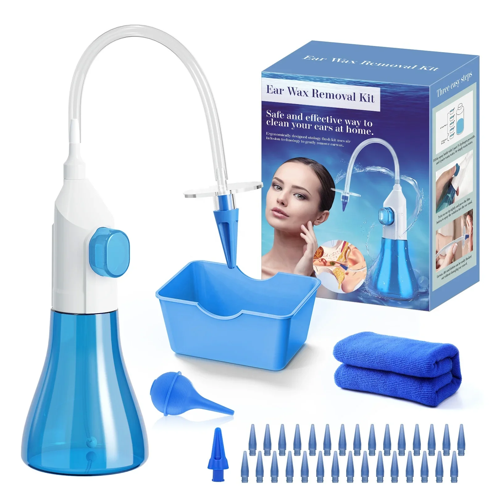 2024 W10 Ear Washer Machine Medical Grade Material Flushing Water Wash Ear Cleaner Set Kit Ear Wax Removal Tool