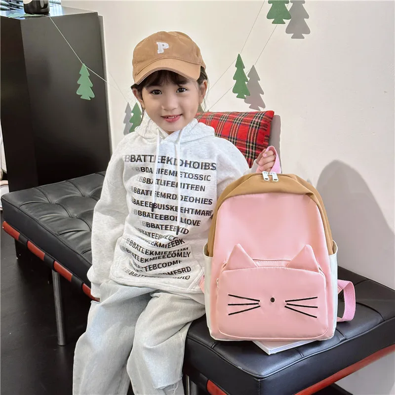 Cartoon Cat Kids Backpacks Kawaii Children\'s Handbags for Girls Boys Kindergarten Schoolbag Korean Toddler Travel Storage Bag