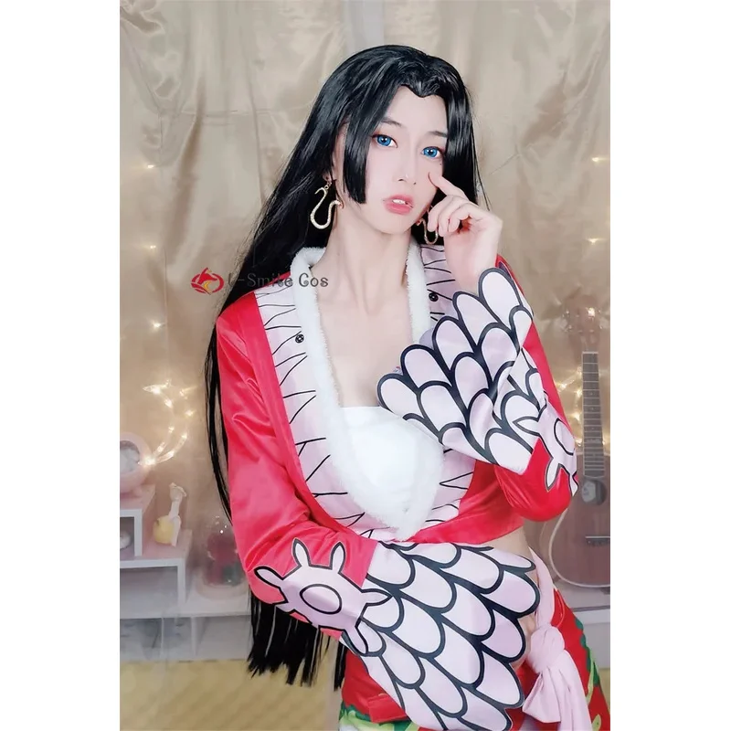 فيفي 2025 هانكوك أنيمي بوا هانكوكو تأثيري على غرار شعر مستعار أسود طويل مع أقراط مقاومة للحرارة الشعر شعر مستعار للحفلات #4