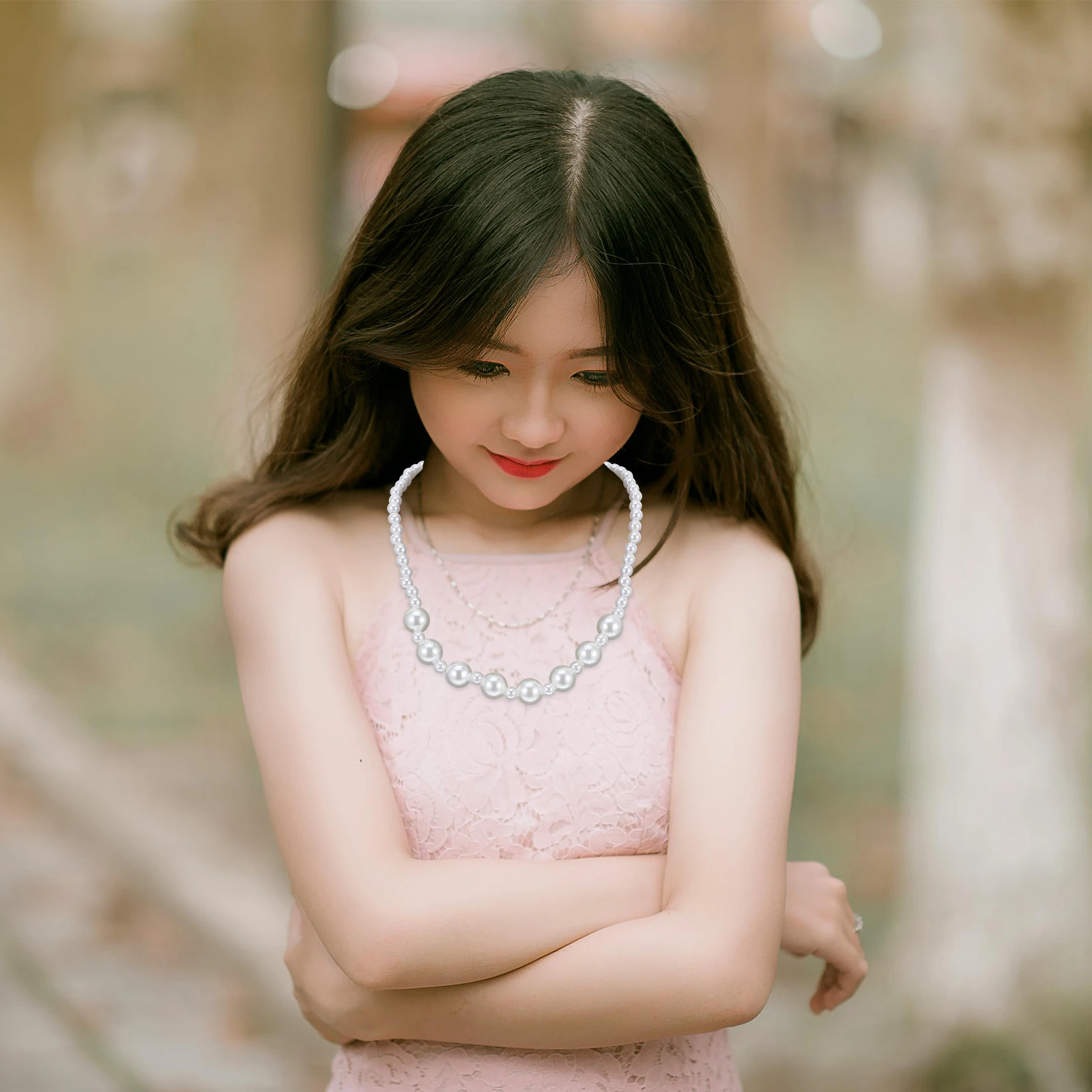 

1Set Girls Beaded Necklace Bracelet Set Imitation Pearl Jewelry Colorful Stylish Accessories for Birthday Christmas