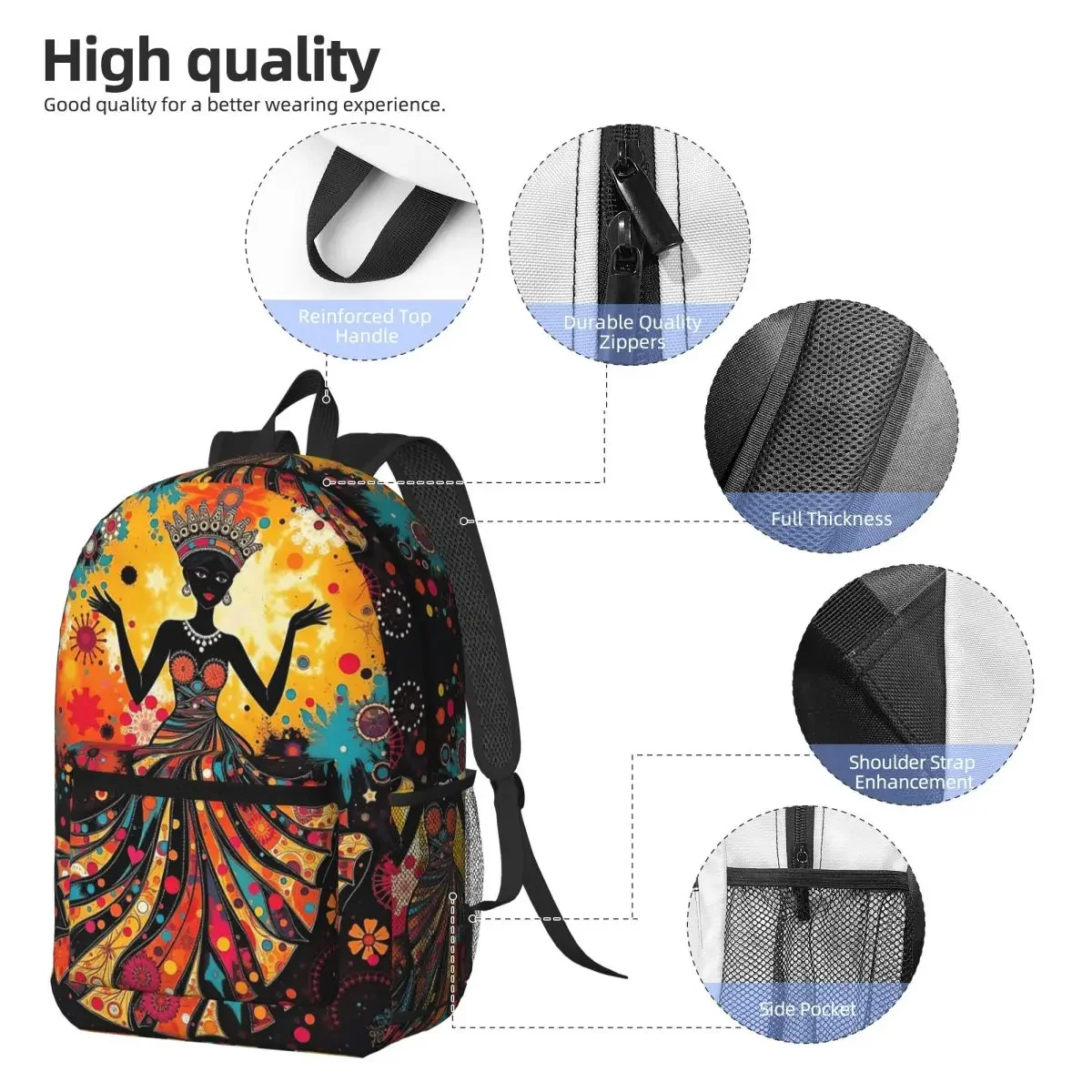African Woman Dancing Oil Painting Backpack Boys Girls BookBag Kids School Bag Laptop Shoulder Bags for Men Women