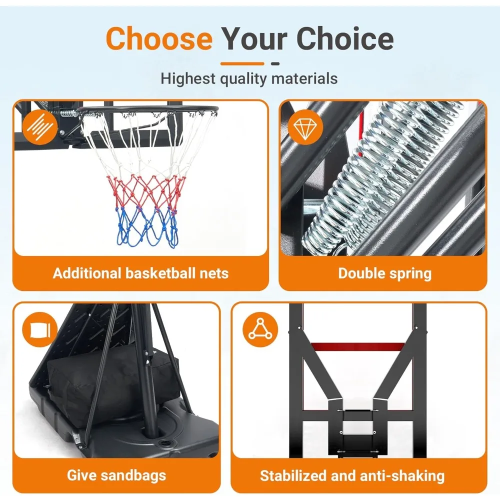 調節可能な屋内外兼用バスケットゴール 4.4～10フィート、耐衝撃性45インチバックボードとバスケットボール付き