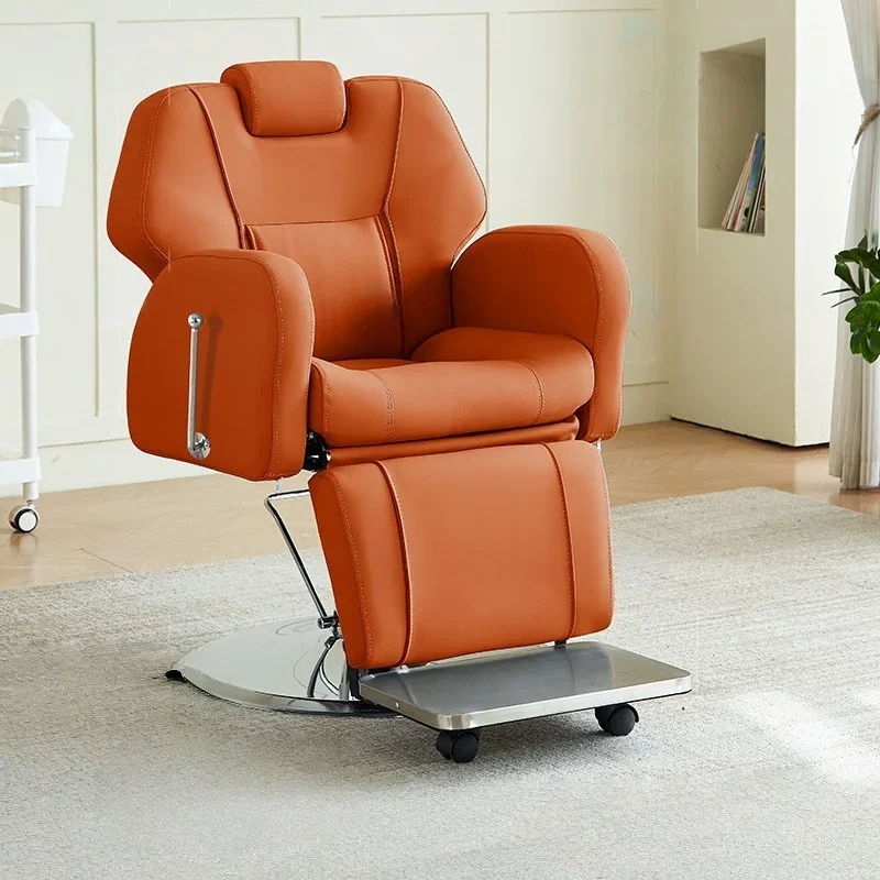 * Hydraulic Reclining Salon Spa Chair for Hotel and Barbershop Use Stainless Steel Frame Modern Design