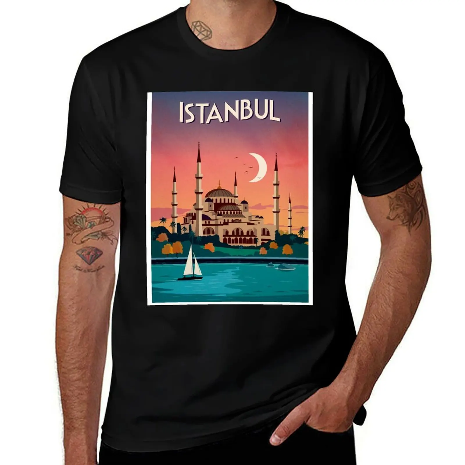ISTANBUL : Vintage Travel and Tourism Advertising Print T-Shirt Casual Loose Short Sleeve Tee for Men T-Shirt