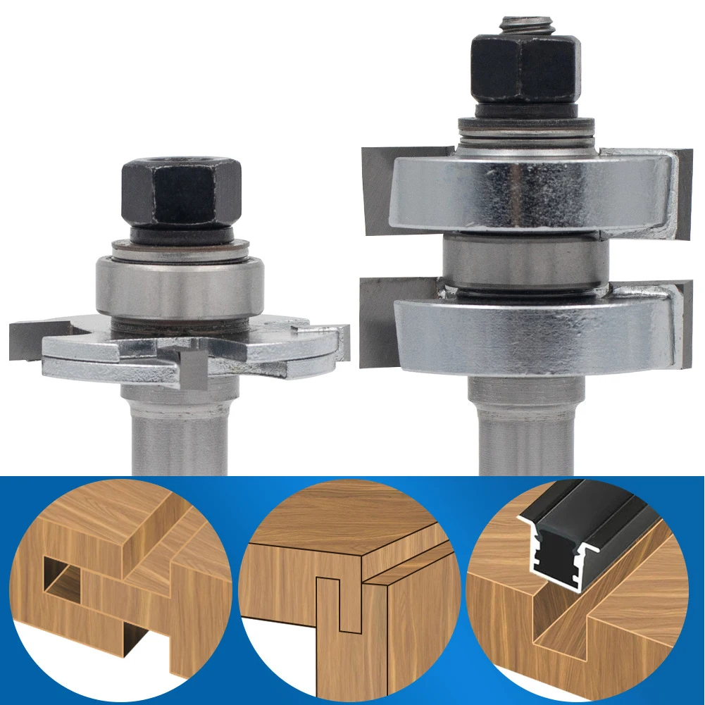For Woodworking Mortise Cutter Set Adjustable TShaped Router Bit for Precise Slotting in Furniture and Flooring