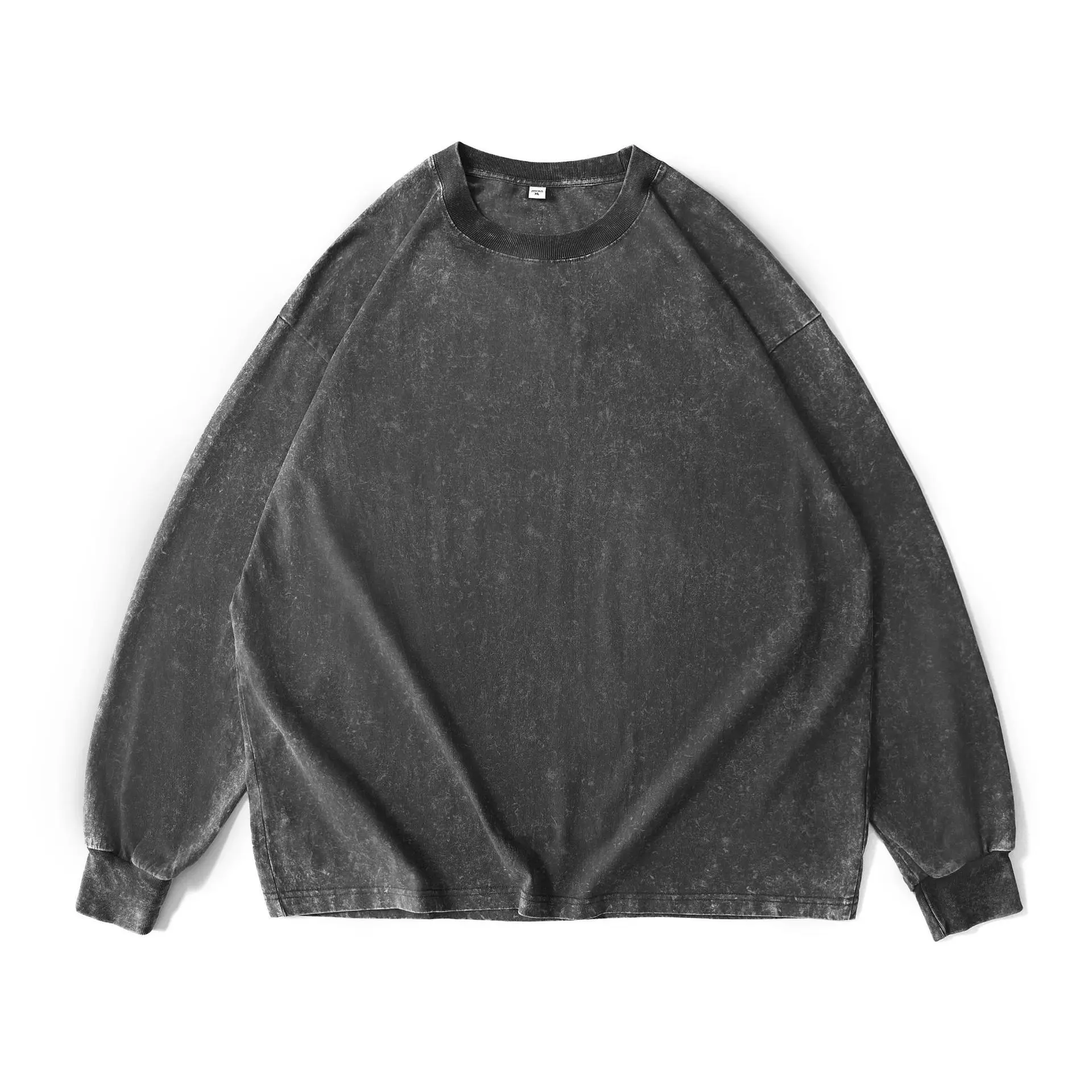 Men's Spring and Autumn Vintage Long Sleeve T-shirt Large Retro Loose Men's Wear Shoulder Drop Design