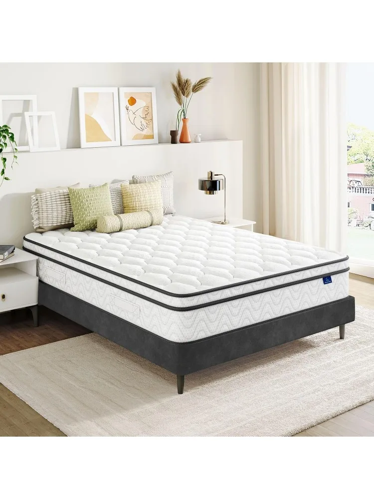 

Матрас Queen, 10-дюймовый гибридный матрас в коробке с пеной с эффектом памяти и карманной пружиной, эргономичный дизайн для снятия давления