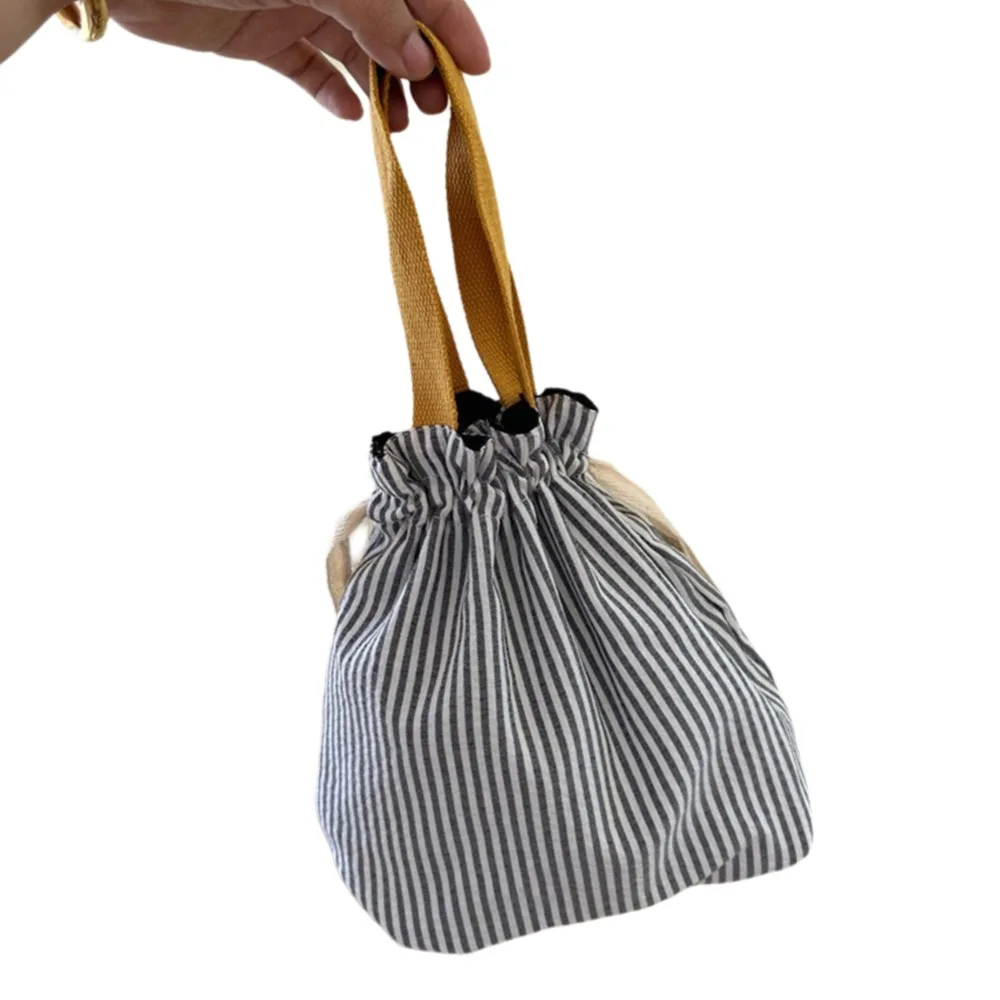 Borsa organizer con coulisse con manico superiore Portamonete portatile riutilizzabile portatile Strisce Comoda custodia per cosmetici Uso dei bambini