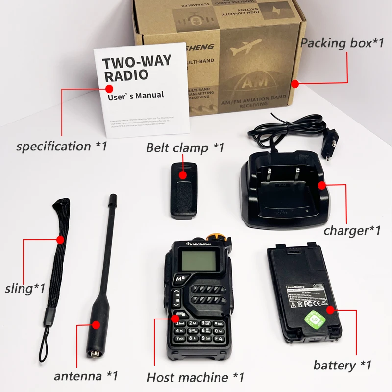 Imagem -05 - Walkie Talkie sem Fio rx Uv-k5 Quansheng Vhfuhf 136174mhz 400470mhz rx tx Dtmf Vox fm Air Band Freq Copy Radio 50600mhz