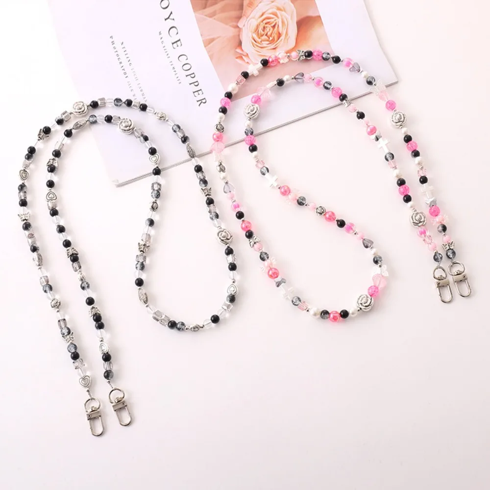 

Love Heart Beaded Crossbody Phone Chain Anti Loss Bag Chain Mobile Phone Crossbody Strap Long-style Sweet Phone Neck Straps