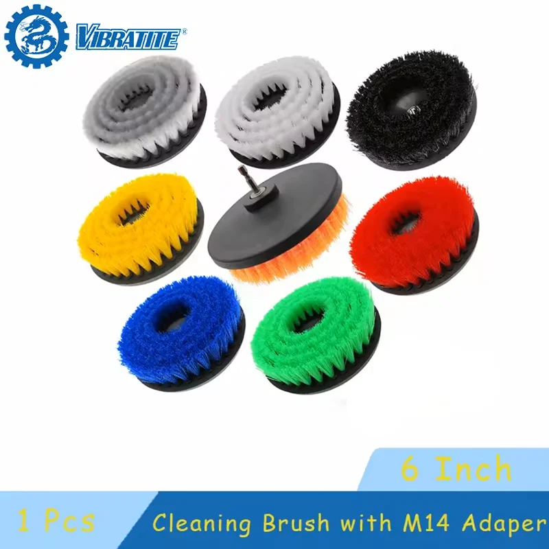 1 Pcs 6 Inch Power Scrubber Cleaning Brush with M14 Thread Drill Adaper for Cleaning Carpets Kitchen and Bathrooms Car Interiors