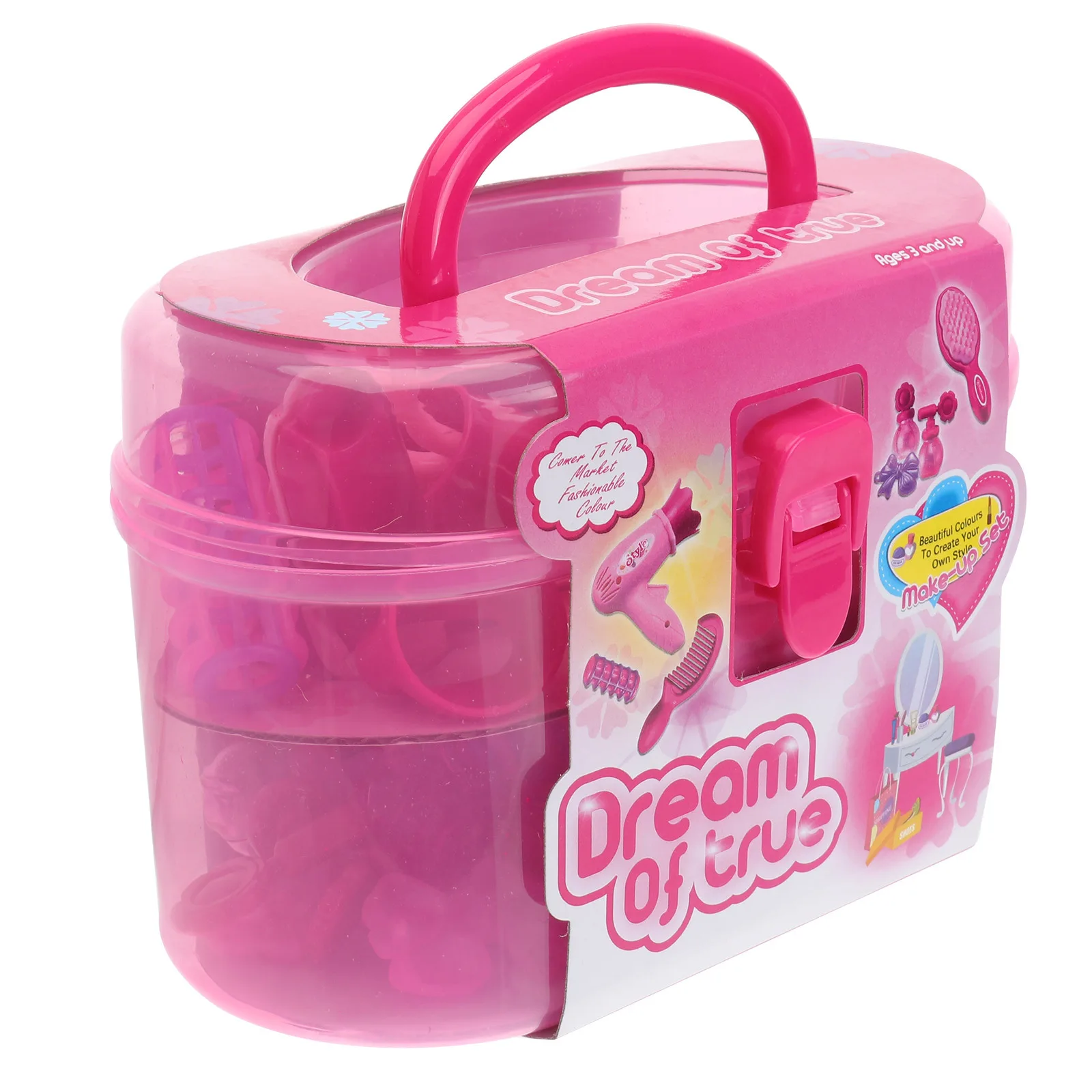 Set di bellezza per ragazze Custodia per trucco in plastica Fai finta di giocare Strumenti per capelli Regalo di apprendimento per bambini Scatola di immagazzinaggio Gioco di ruolo