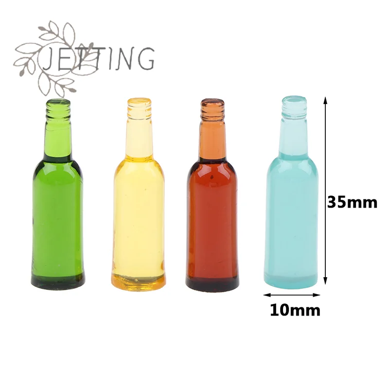 ชุดขวดเครื่องดื่มเบียร์และไวน์จิ๋วสำหรับบ้านตุ๊กตา ขนาด 1:12 จำนวน 6 ชิ้น อุปกรณ์เสริมสำหรับครัวตุ๊กตา