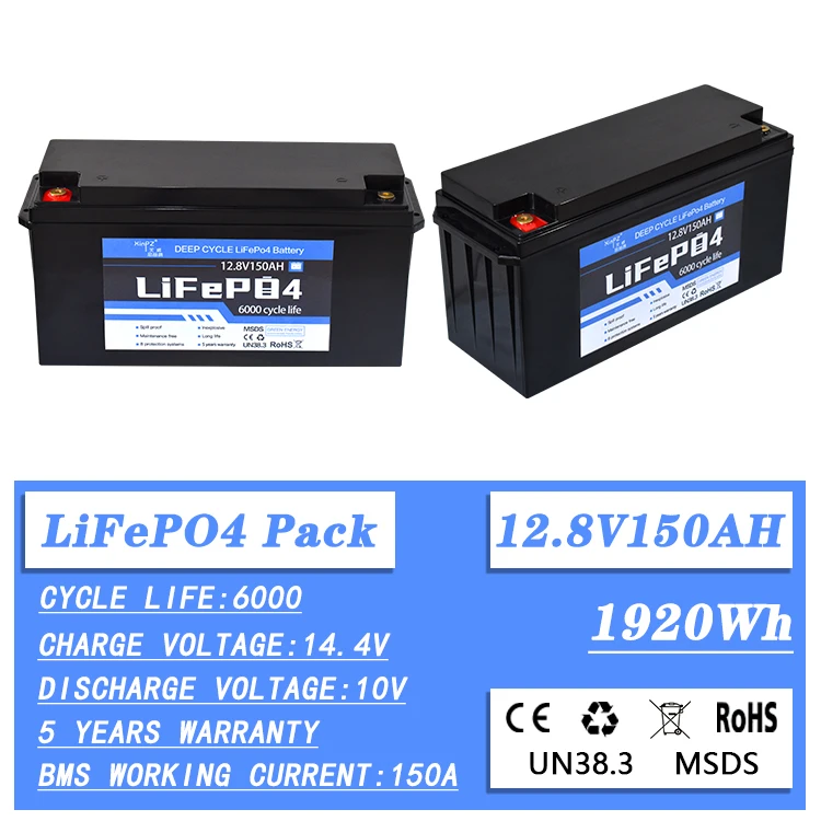 100% Discharge Lifepo4 Battery Pack 12v 150ah Lithium Ion Battery For Solar System/motor Home/boat/golf Lithium Battery