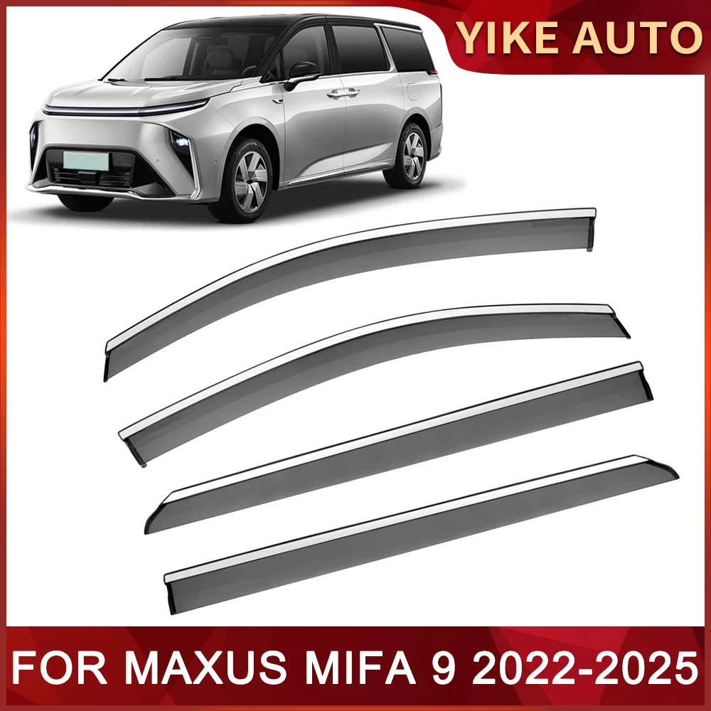 For MAXUS MIFA 9 2022-2025 Car Window Sun Rain Shade Visors Shield Shelter Protector Cover Trim Frame Sticker