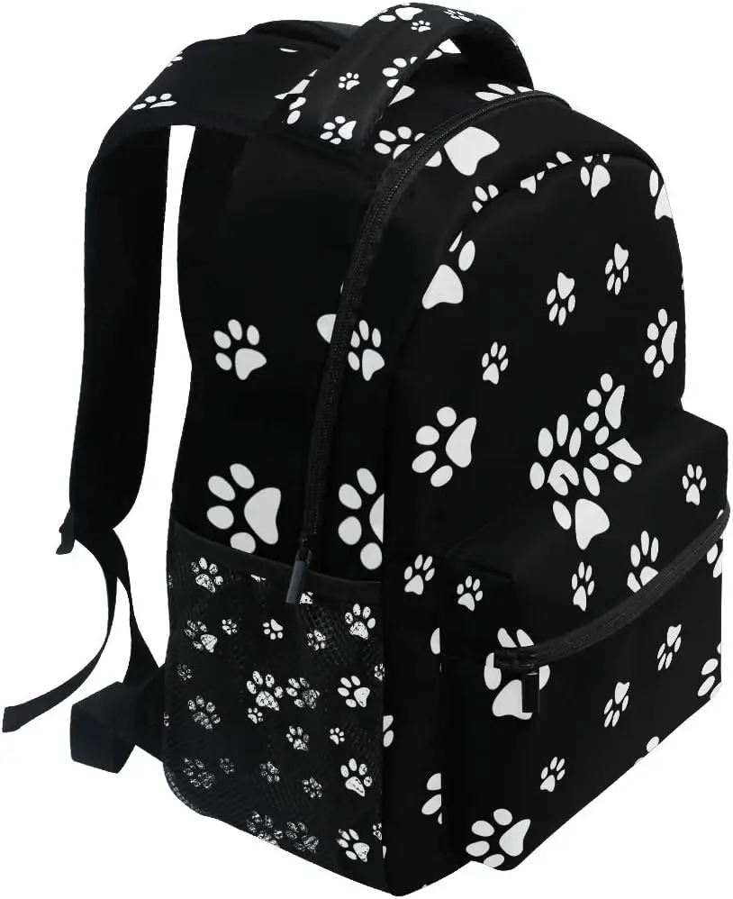 Backpack Animal Puppy Dog Paw Print Adults School Bag Casual College Bag Travel Zipper Bookbag Hiking Shoulder Daypack