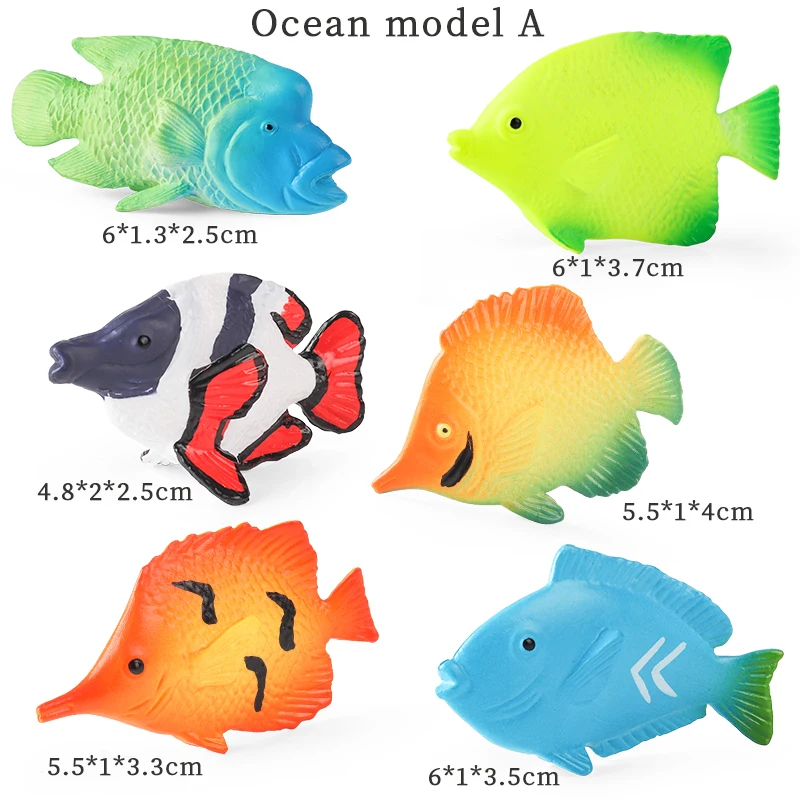 Oenux Sea Life Animali Set Megalodon Delfino Raggi Pesce tropicale Balena Squalo Modello Action Figures Educazione in miniatura Giocattoli per bambini