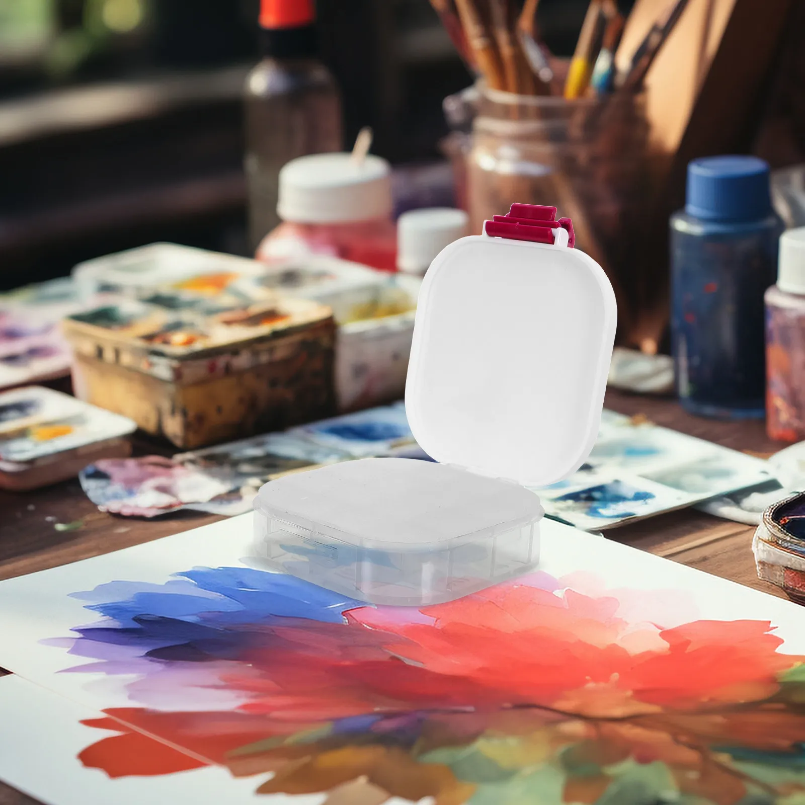 

16 Compartment Watercolor Moisturizing Box Portable Paint Tray Travel Palette Compact Palette Pan for Color Mixing Artist