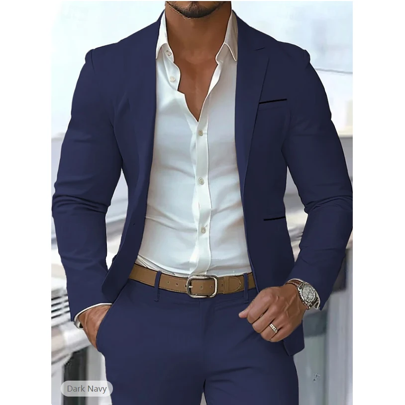 Green Men's 2-Piece Casual Suit Elegant Groom Wedding Tuxedos Jacket Pants Slim Fit Double Breasted Outfit for Men Costume Homme