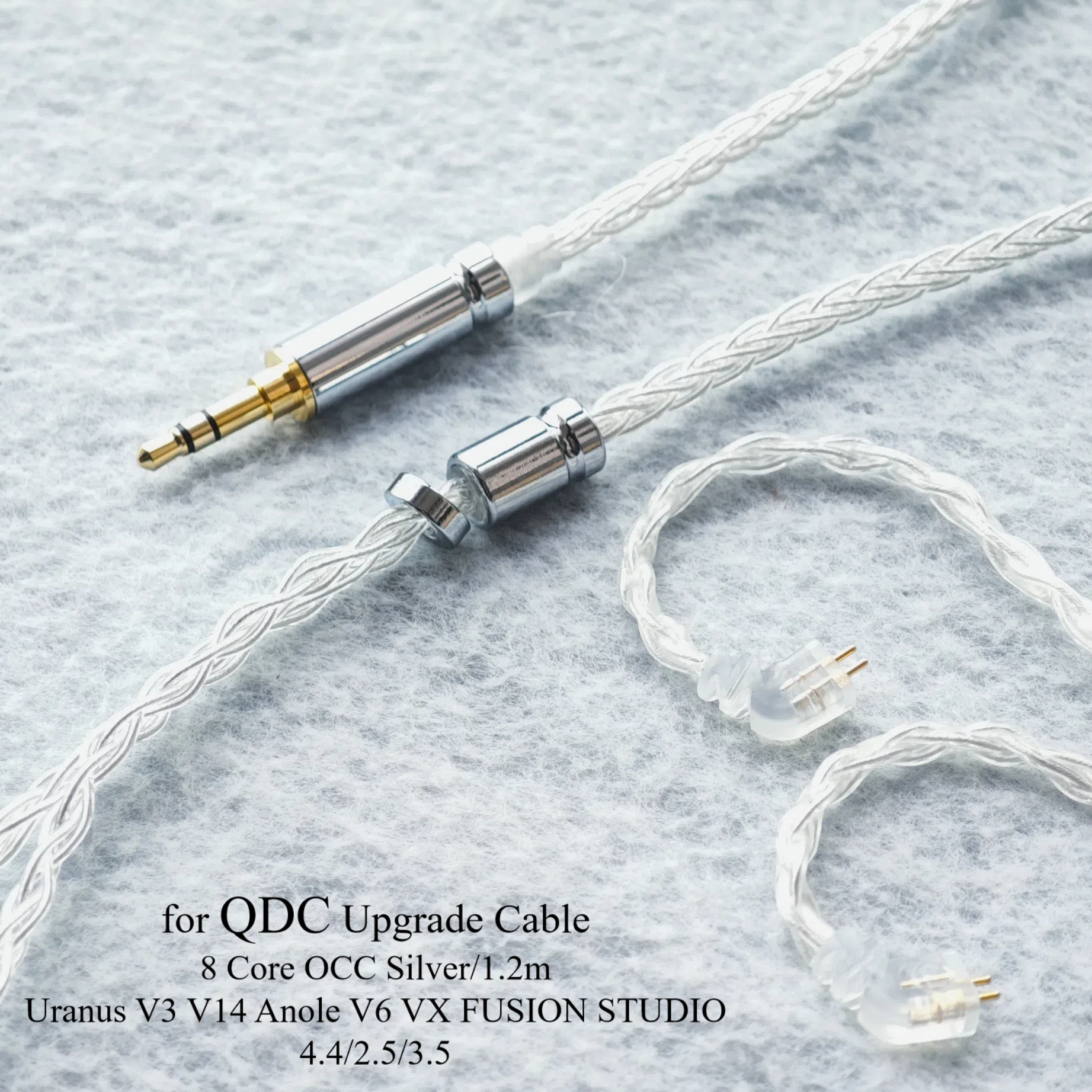 Cable de actualización Chapado en plata OCC para auriculares, 8 núcleos, QDC, alta pureza, 2,5, 4,4, 3,5mm, con micrófono