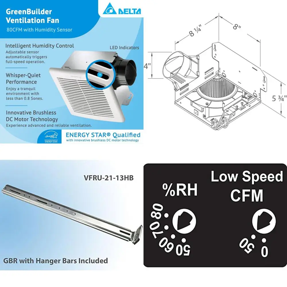 

Energy-Efficient 80 CM Quiet Bath Exhaust Fan with Humidity Sensor and LED Light, White