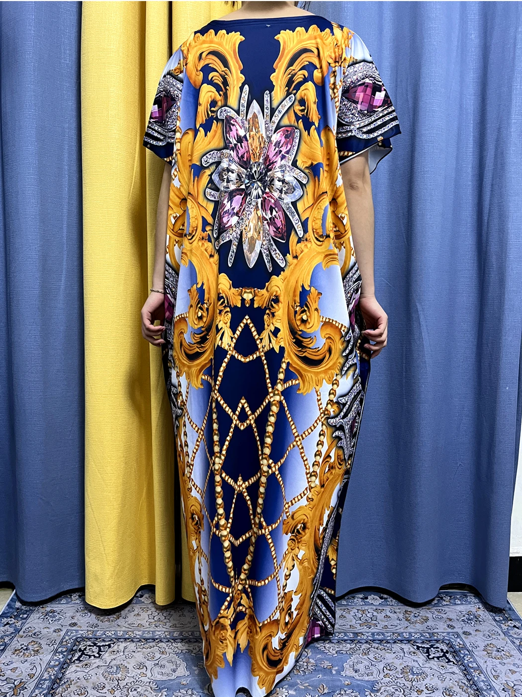 Abayas musulmanas para mujer, ropa de algodón con estampado Floral, cuello redondo, mangas cortas, estilo africano, holgada, 2023