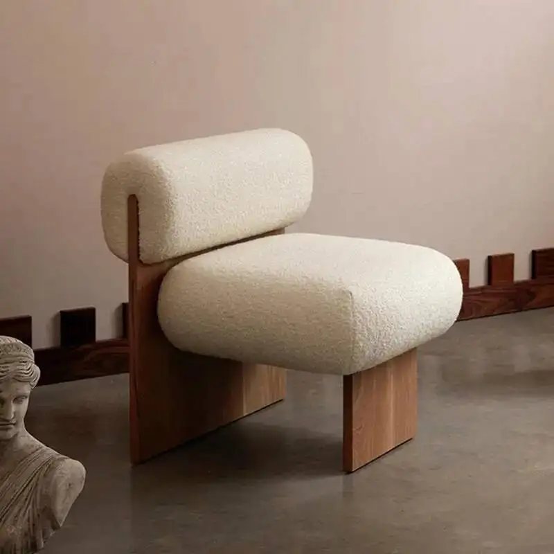 Sitting Designers Nordic Light Luxurious Creative Room Sofa, Solid Wood Recreation Cafe Chair Comfortable Chairs Single